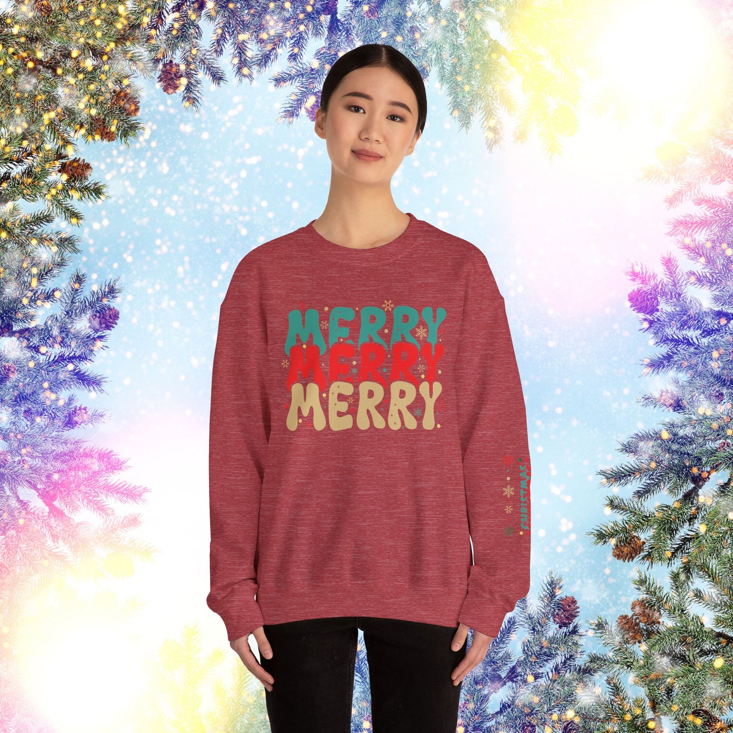 Merry Christmas Snowflakes Crewneck Sweatshirt