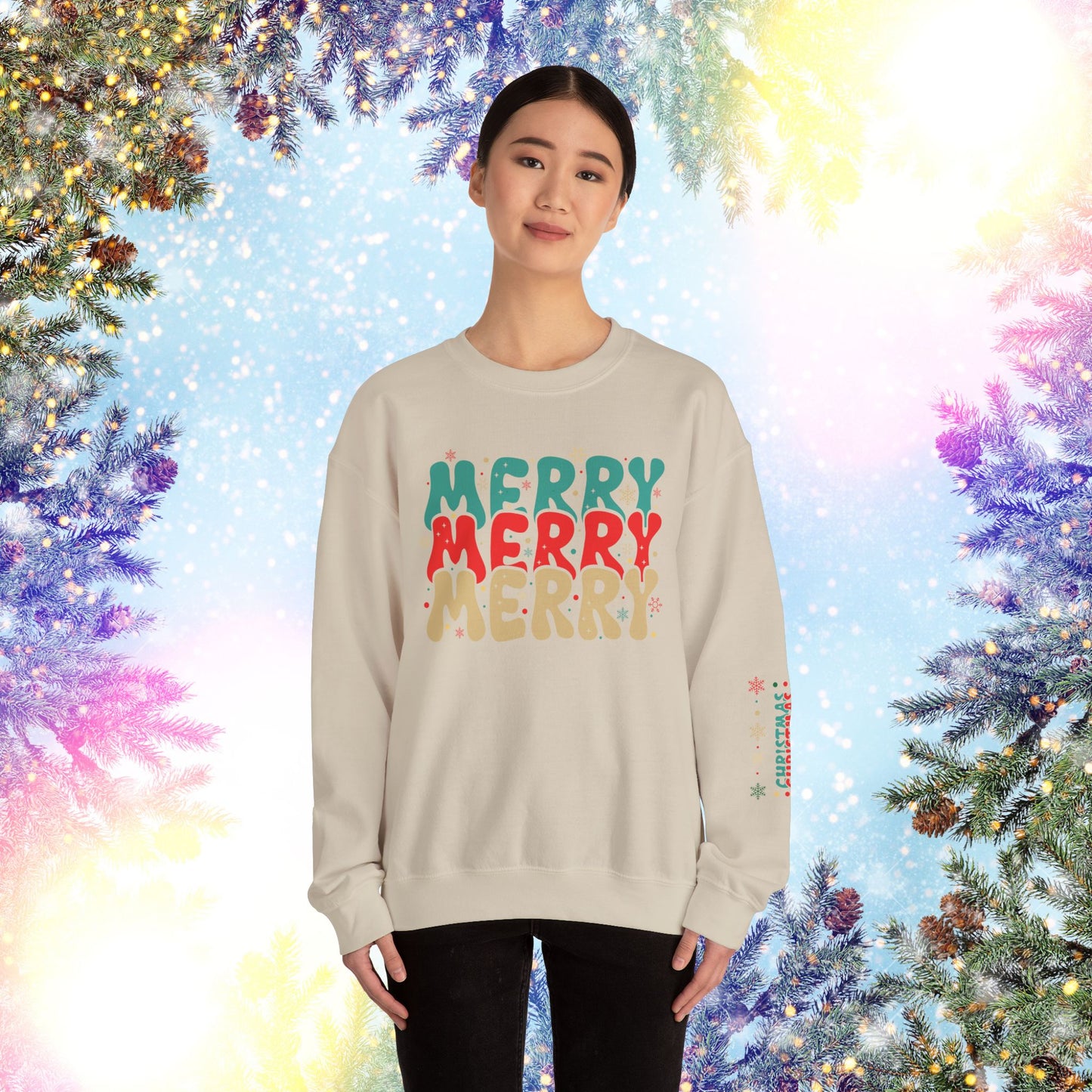 Merry Christmas Snowflakes Crewneck Sweatshirt