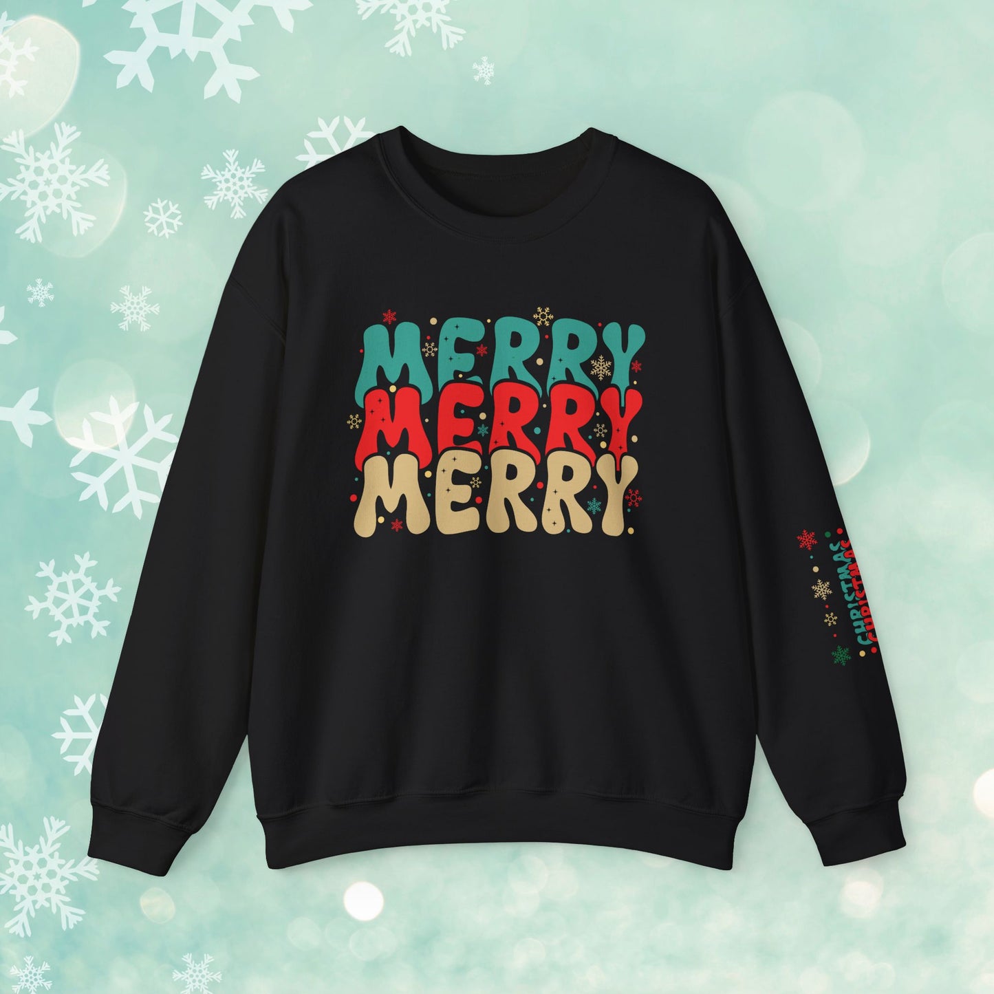 Merry Christmas Snowflakes Crewneck Sweatshirt